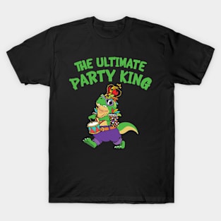 Mardi Gras Carnival T-rex Dinosaur Party King T-Shirt